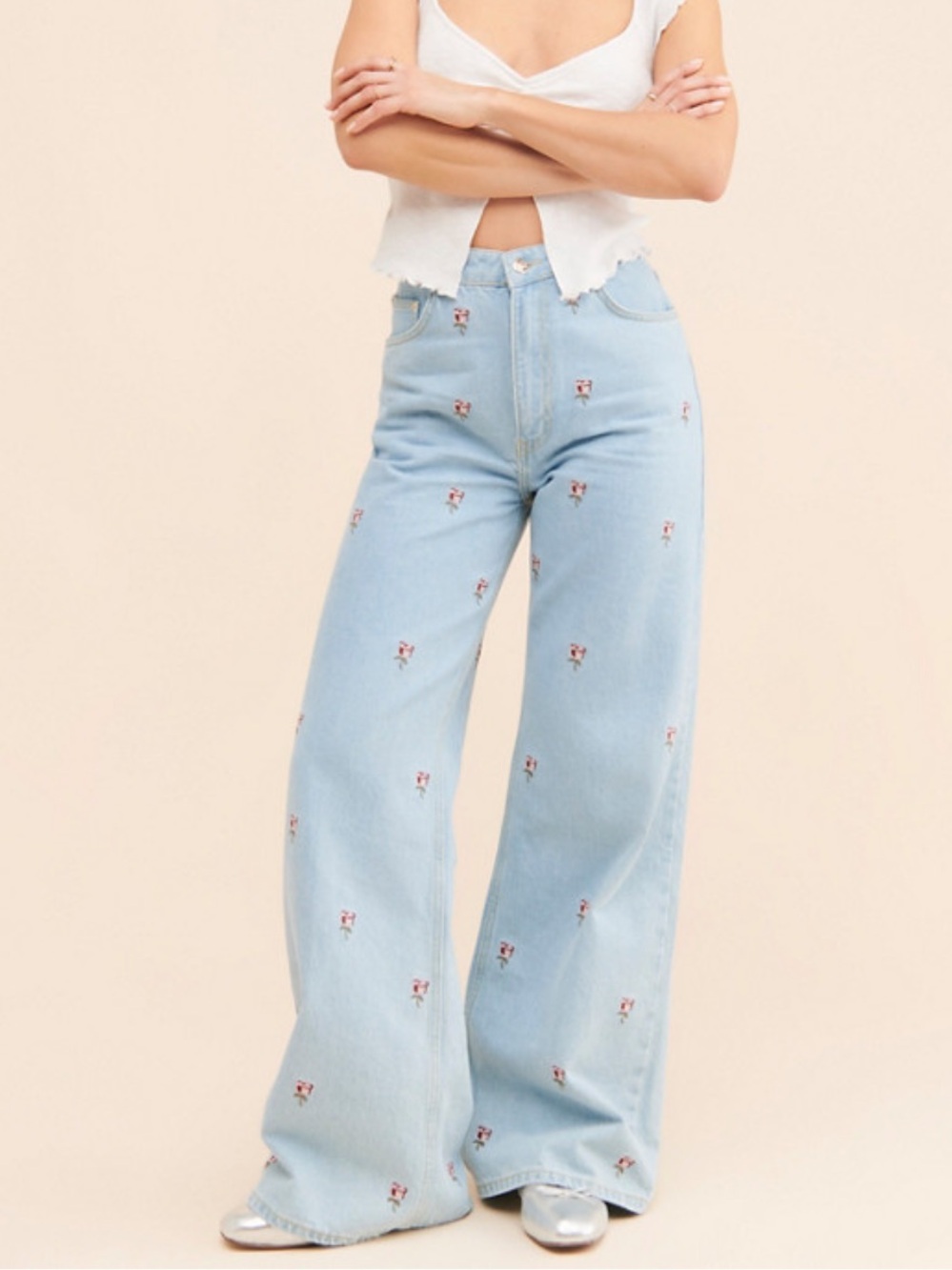 Farm Rio Rose Embroidery Jeans - Picture 2 of 11